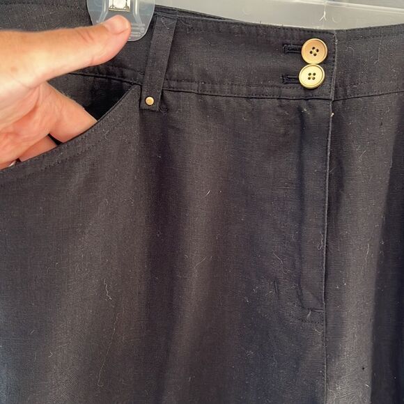 100% Linen black cropped pants Jones New York - Capri Pants Size 14 - Picture 4 of 8
